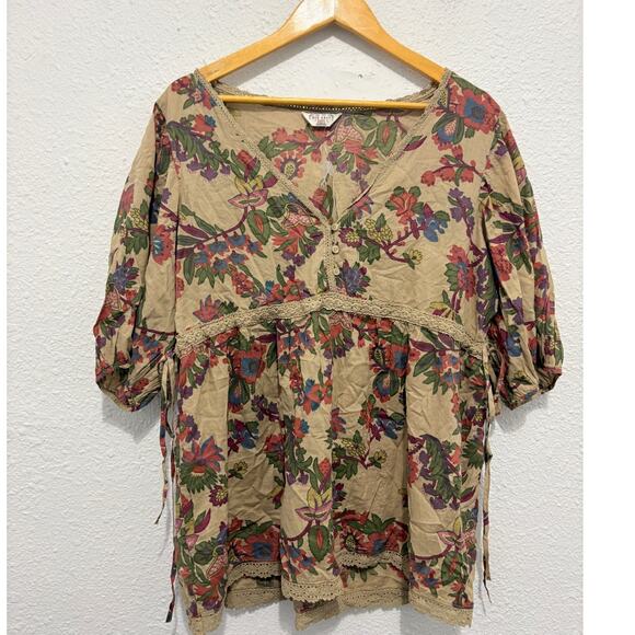 Old Navy Tops - Vintage y2k Old Navy Floral Blouse Boho Baby Doll Cottage Fairy Puff Sleeve
